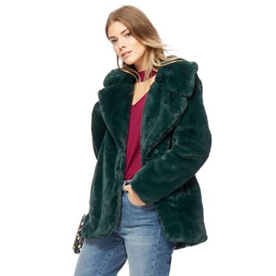 Red Herring Green faux fur jacket | Debenhams