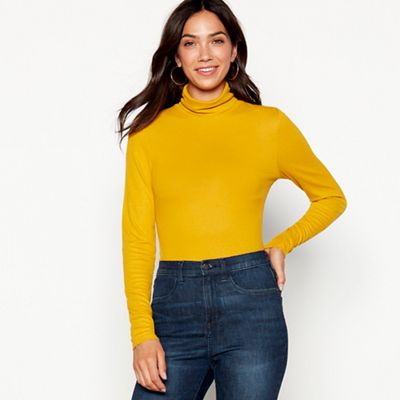 Red Herring - Dark yellow ribbed roll neck stretch top