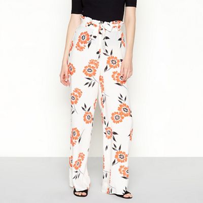 Red Herring - Orange floral print loose fit trousers