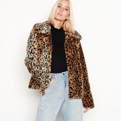 Red Herring - Light brown faux-fur leopard print jacket