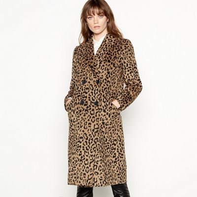 Red Herring - Leopard print wool blend longline coat