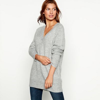 Red Herring - Grey oversized V-neck jumper