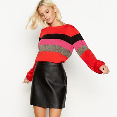 Red Herring - Orange sparkle stripe balloon sleeve jumper