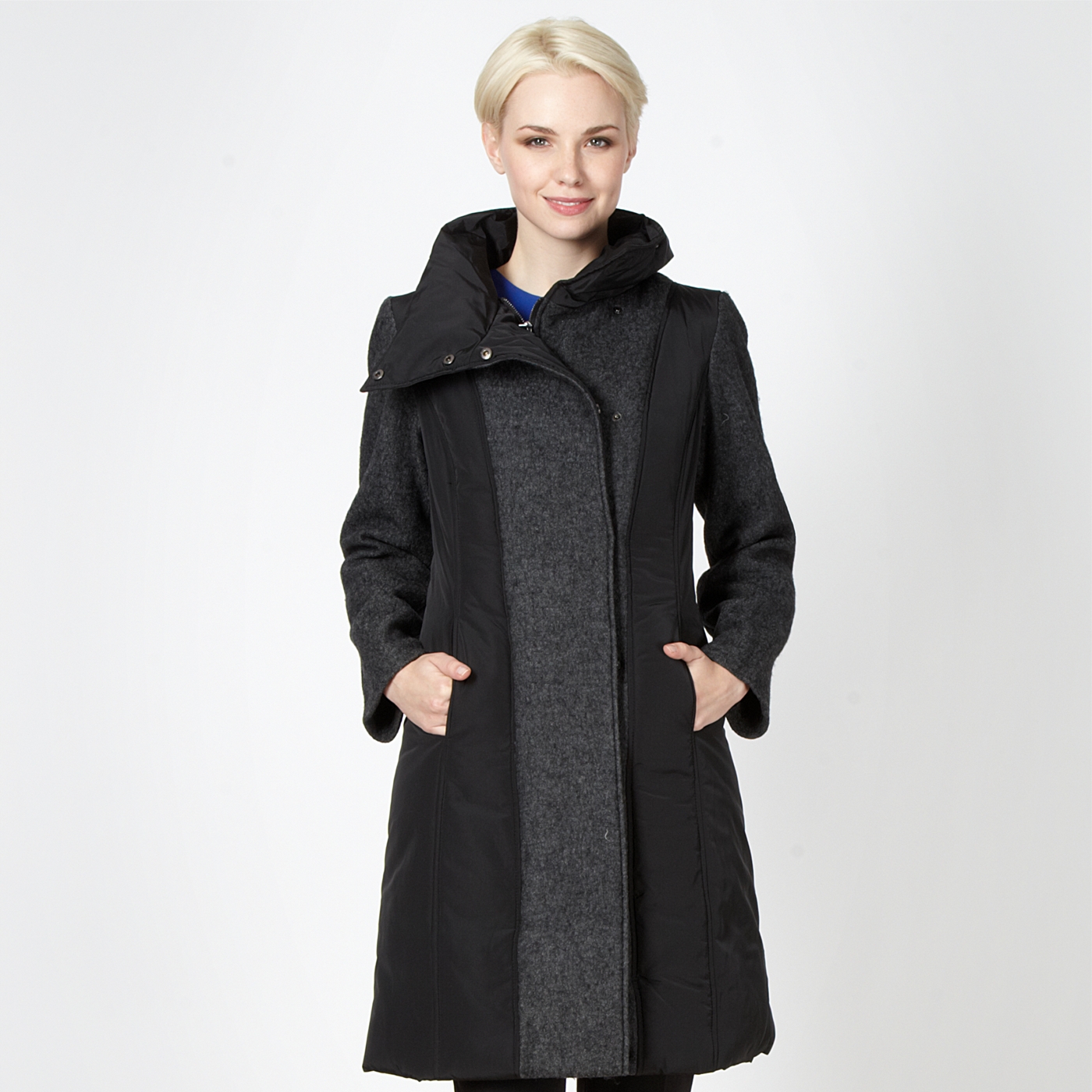 Betty Jackson.Black Designer black padded zip coat