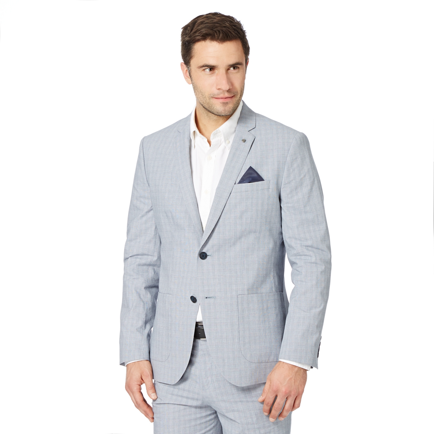 Jeff Banks Designer grey cotton checked suit jacket