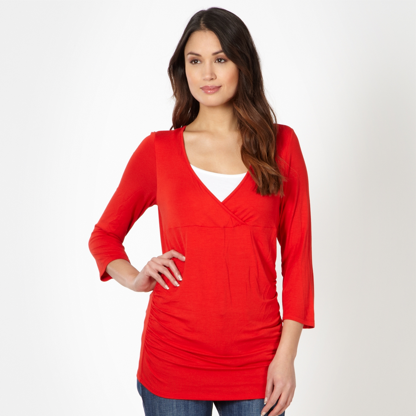 Red Herring Maternity Red three quarter nursing top