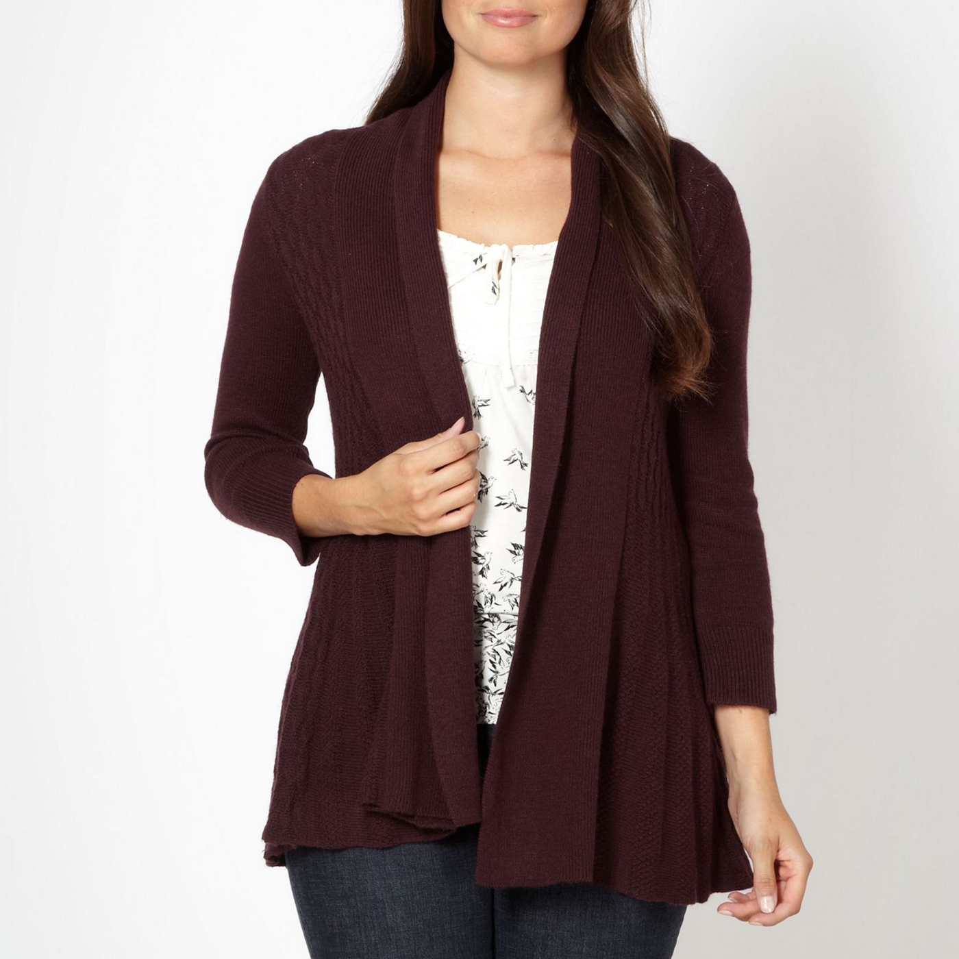 RJR.John Rocha Designer plum scalloped hem cardigan