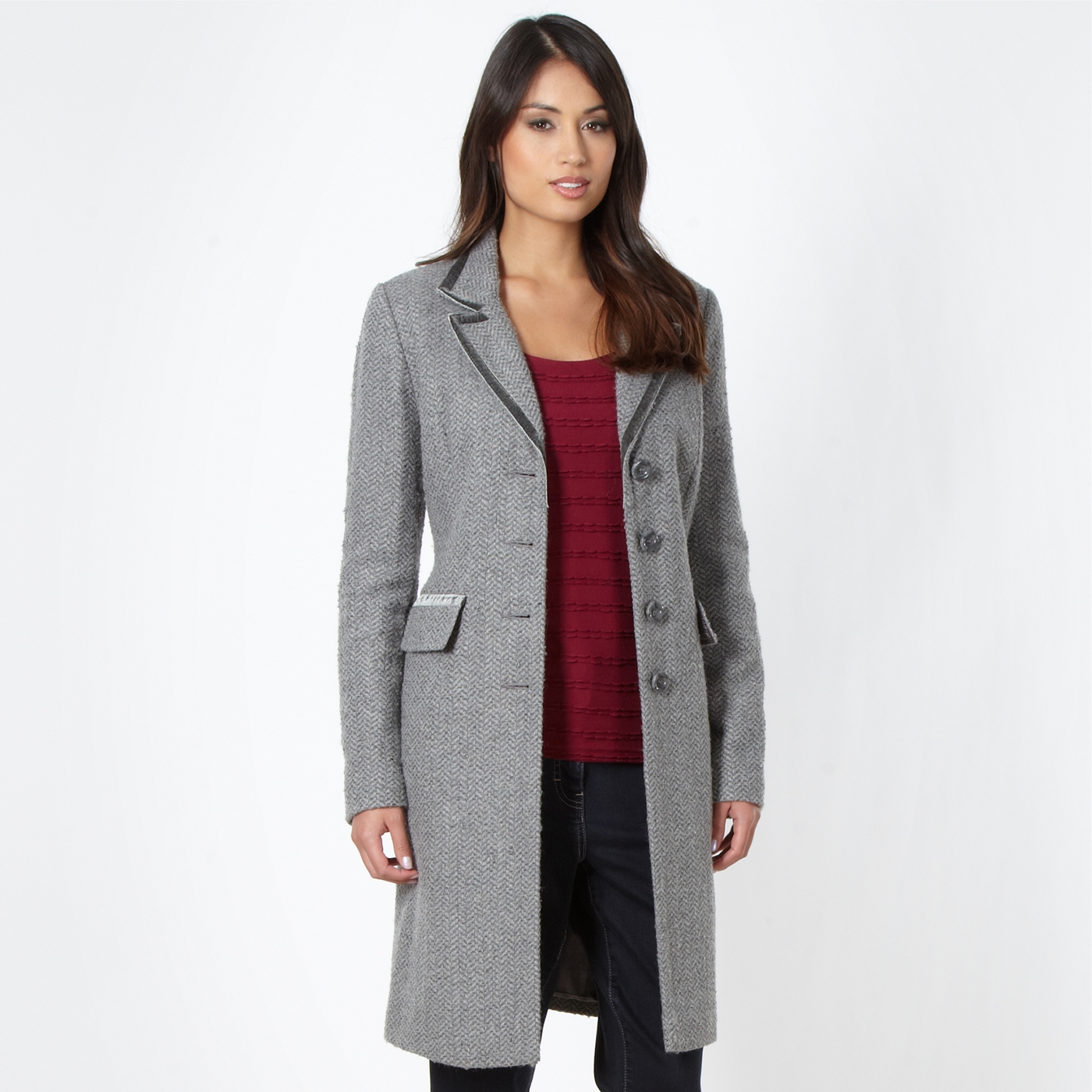 RJR.John Rocha Designer grey herringbone coat