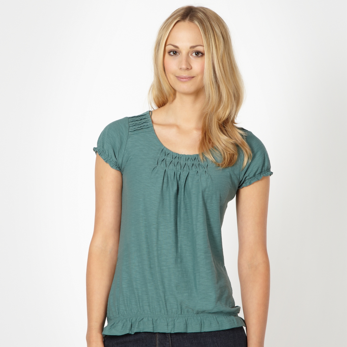 RJR.John Rocha Designer dark turquoise ruched detail gypsy top