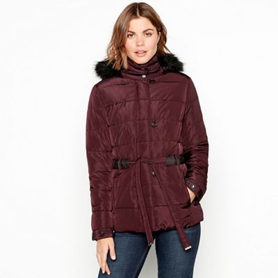 RJR.John Rocha - Plum padded belted coat