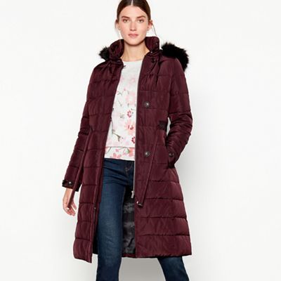 RJR.John Rocha - Plum padded belted coat