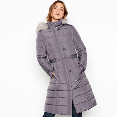 RJR.John Rocha - Light grey padded belted coat