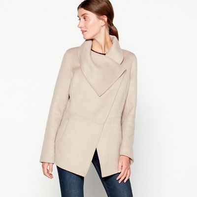 RJR.John Rocha - Camel hand-stitched waterfall neck jacket