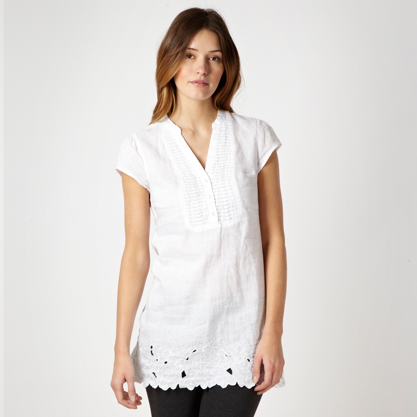 RJR.John Rocha White cutwork linen tunic top