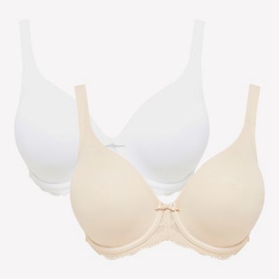 Gorgeous DD+ - 2 pack natural and white lace underwired non-padded t-shirt bras