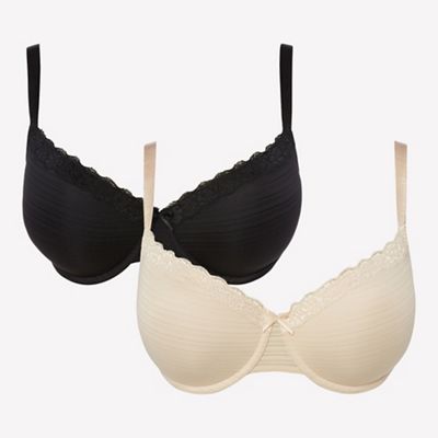 Gorgeous DD+ - 2 pack black and natural burnout underwired padded t-shirt bras