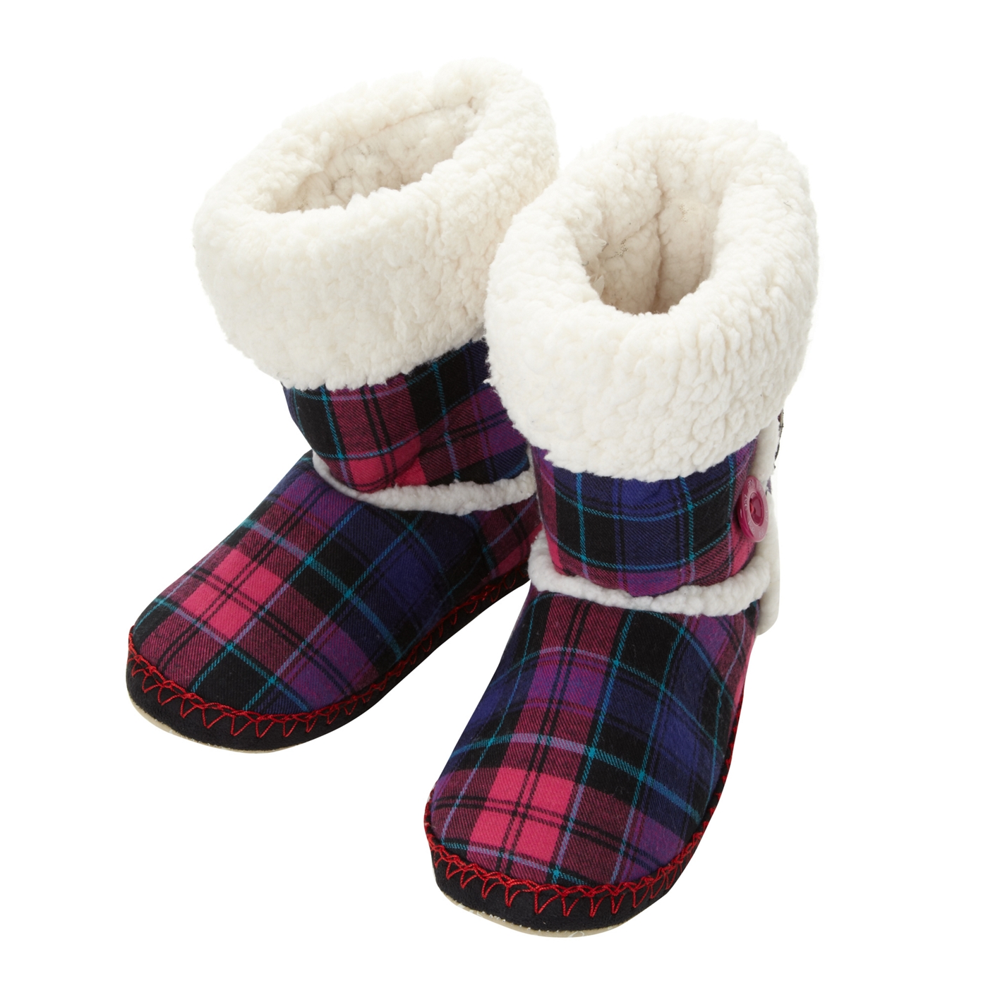 Iris & Edie Designer pink tartan slipper boots