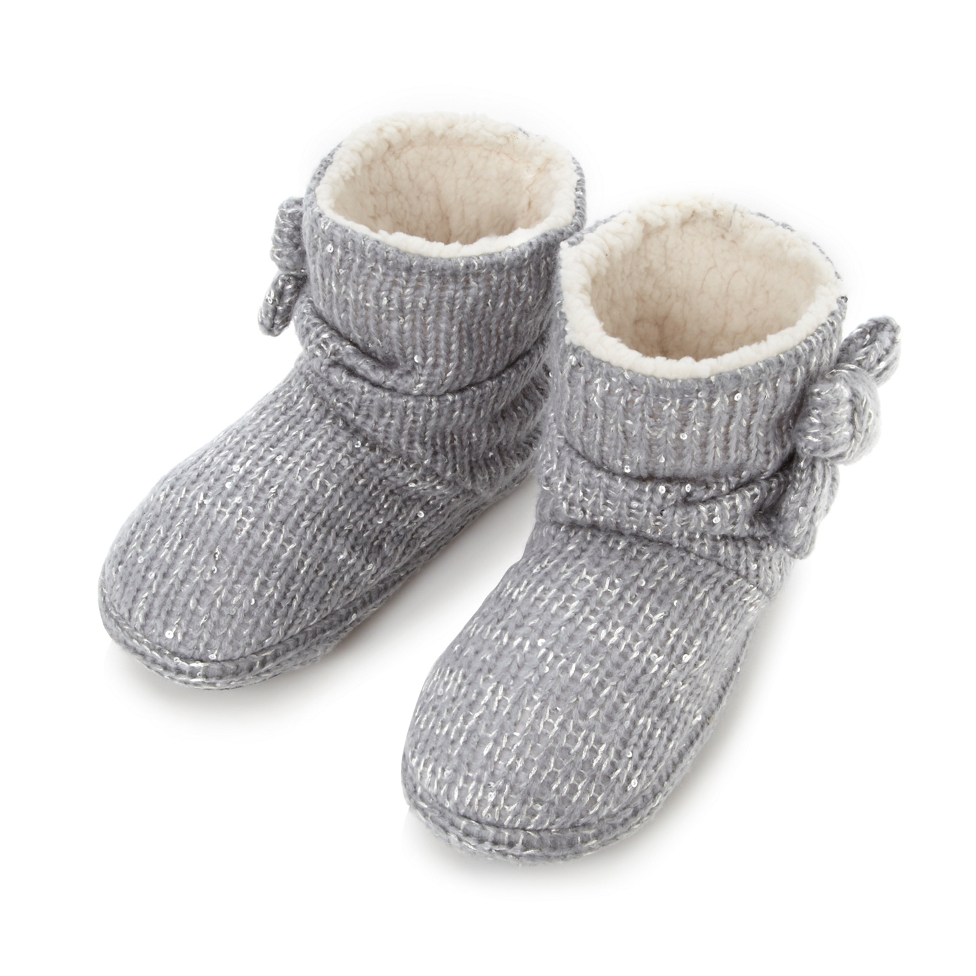 Lounge & Sleep Grey sequin knit slipper boots