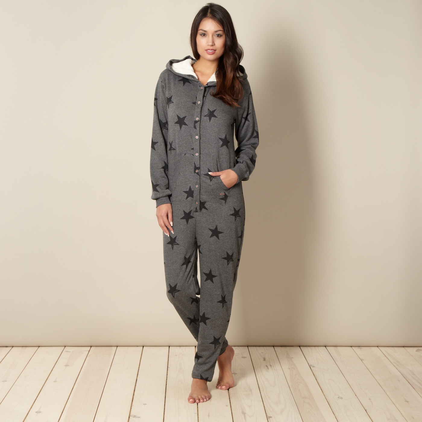 Iris & Edie Womens grey star printed onesie