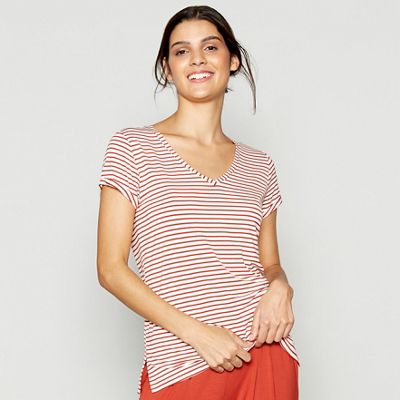 J by Jasper Conran - Dark orange striped V-neck loungewear top