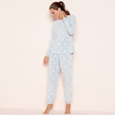 Lounge & Sleep - Light grey star print fleece pyjama set