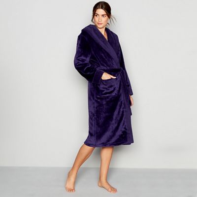J by Jasper Conran - Dark purple waffle trim dressing gown