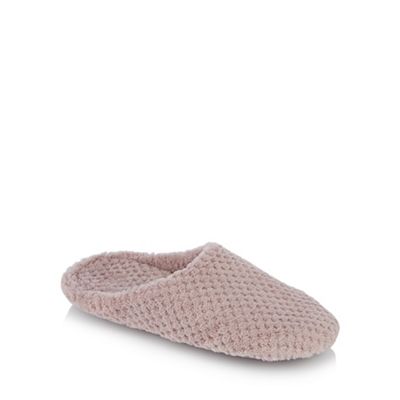 Lounge & Sleep - Taupe waffle textured mules slippers