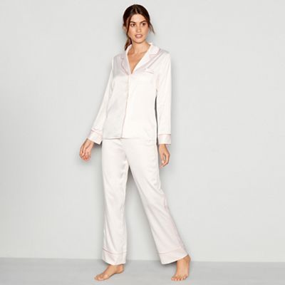 J by Jasper Conran - Pale pink satin 'Lizzie' long sleeve pyjama set