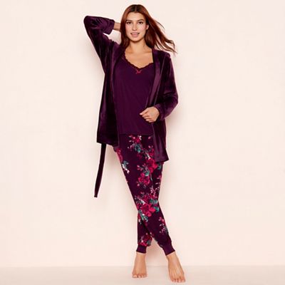 Lounge & Sleep - Maroon 3 piece floral print pyjama set