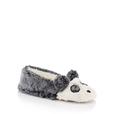 Lounge & Sleep - Grey fluffy panda ballet slippers