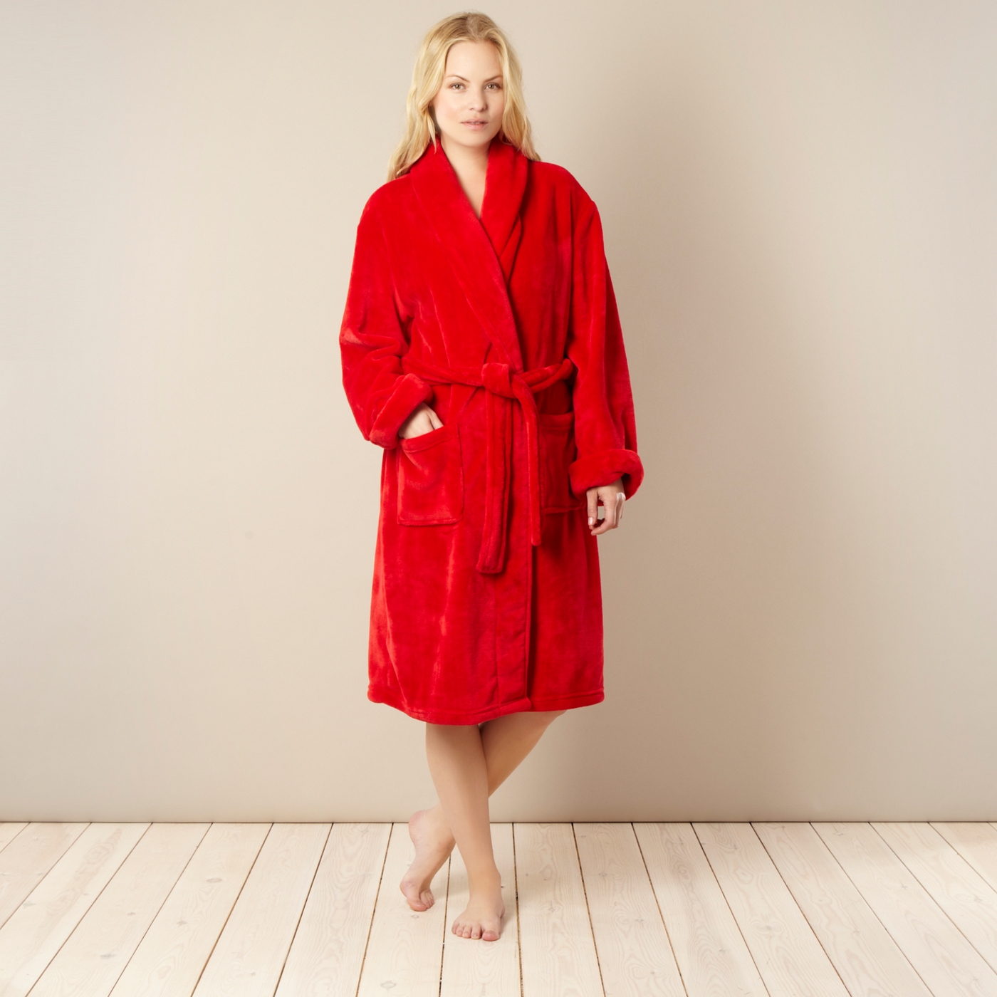 J by Jasper Conran Red luxury fleece robe