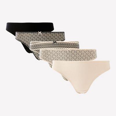 The Collection - 5 pack cotton blend thongs