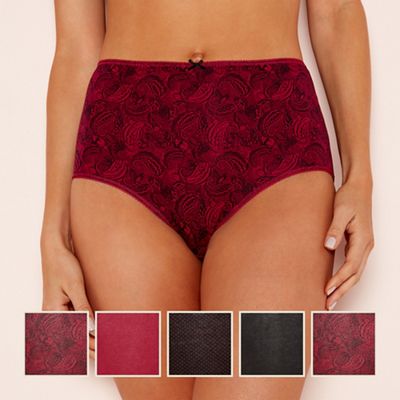 The Collection - 5 pack cotton blend paisley full brief knickers