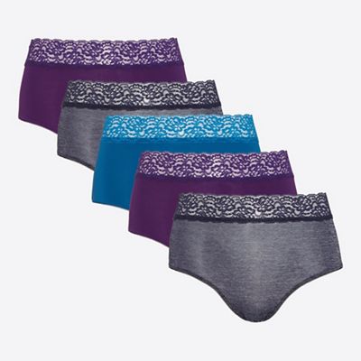 The Collection - 5 pack cotton blend lace full brief knickers