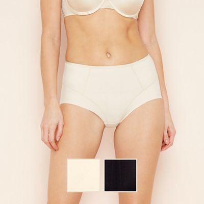 Debenhams - Pack of two black and white shaping high leg briefs