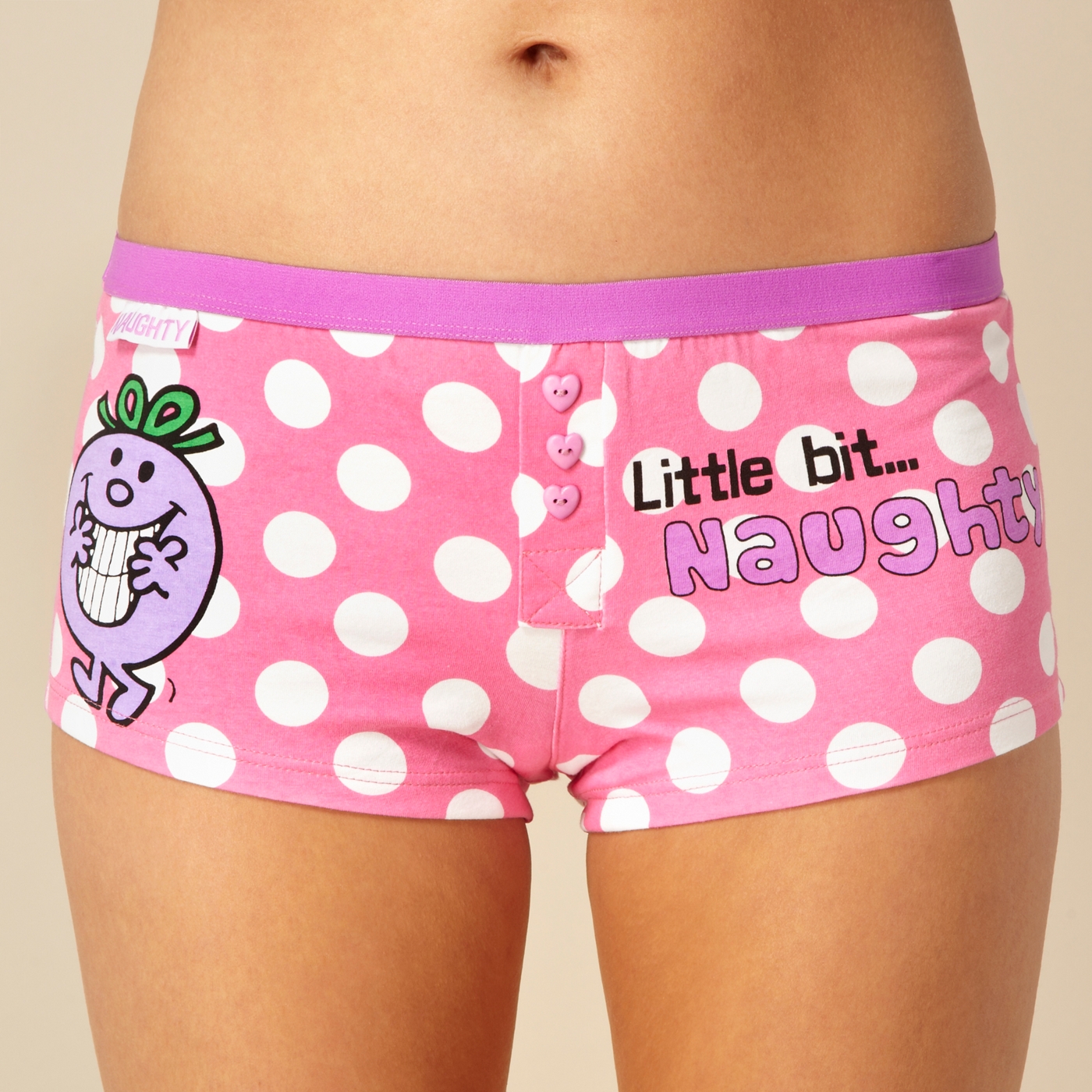 Pink spotted Little Miss Naughty shorts