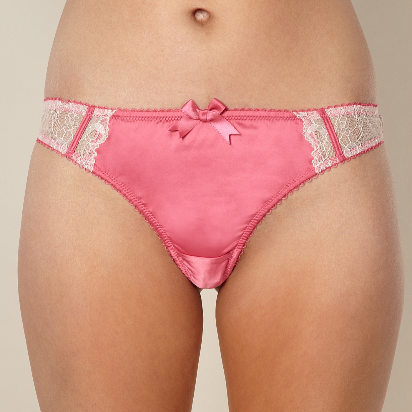 Reger by Janet Reger Designer pink satin thong