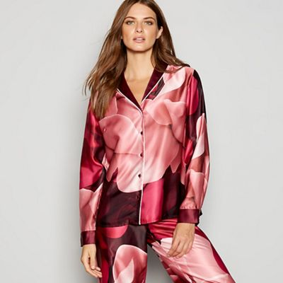 B by Ted Baker - Red floral print 'Porcelain Rose' satin pyjama top
