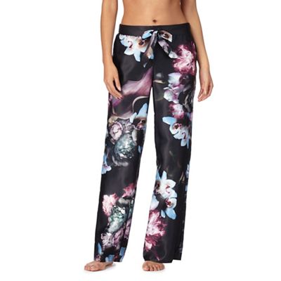 B by Ted Baker Black 'Ethereal Posey' floral print pyjama bottoms ...