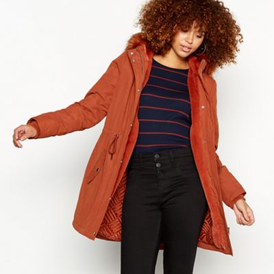 Red Herring - Dark tan faux fur lined parka jacket