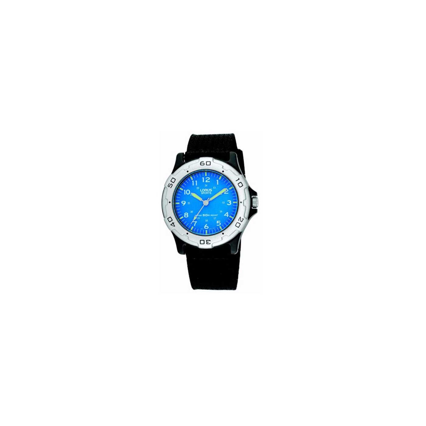 Lorus Kids round blue dial with black strap watch