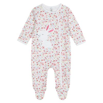 bluezoo - Baby girls' bunny applique sleepsuit