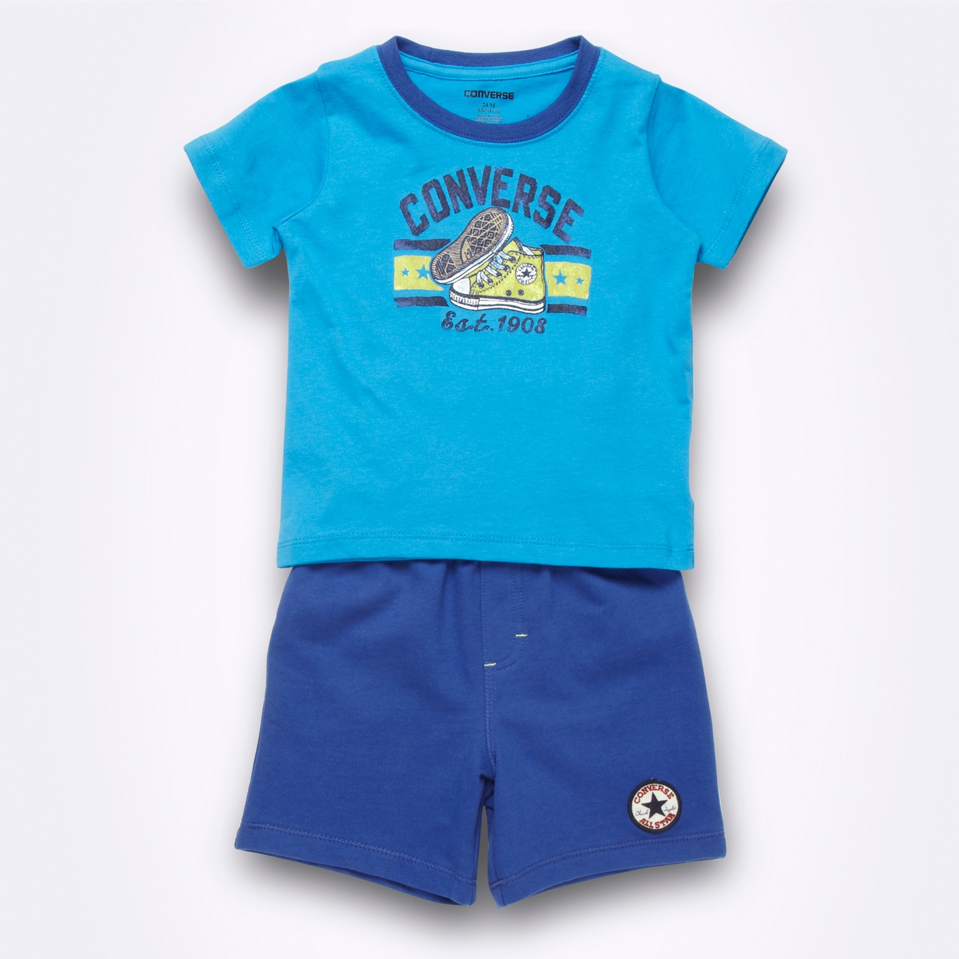 Converse Converse boys blue logo t shirt and shorts set