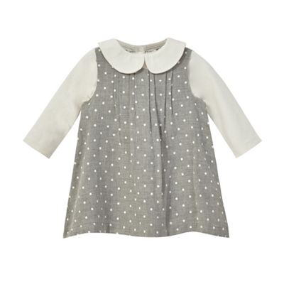 J by Jasper Conran Baby girls' grey spotted dress and long sleeved top ...