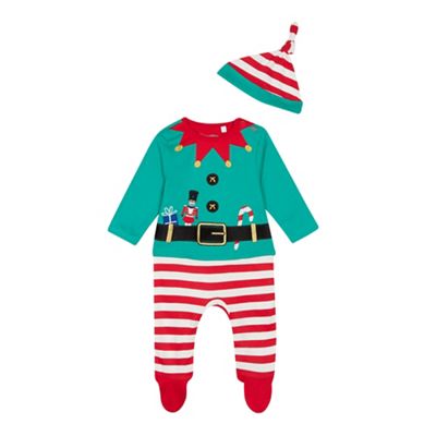 bluezoo - Babies' green elf sleepsuit with a hat