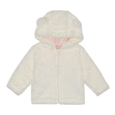 bluezoo - Baby girls' while faux fur ear applique jacket