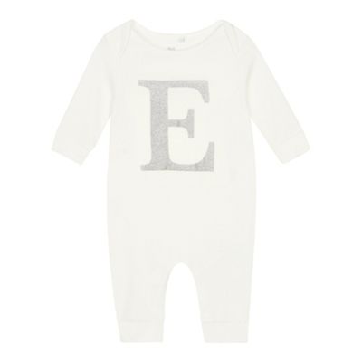 bluezoo - Babies' silver 'E' cotton sleepsuit