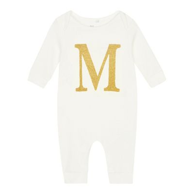bluezoo - Babies' gold 'M' cotton sleepsuit