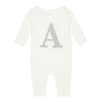 bluezoo - Babies' silver 'A' cotton sleepsuit