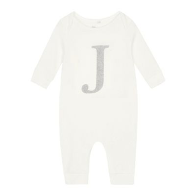 bluezoo - Babies' silver 'J' cotton sleepsuit